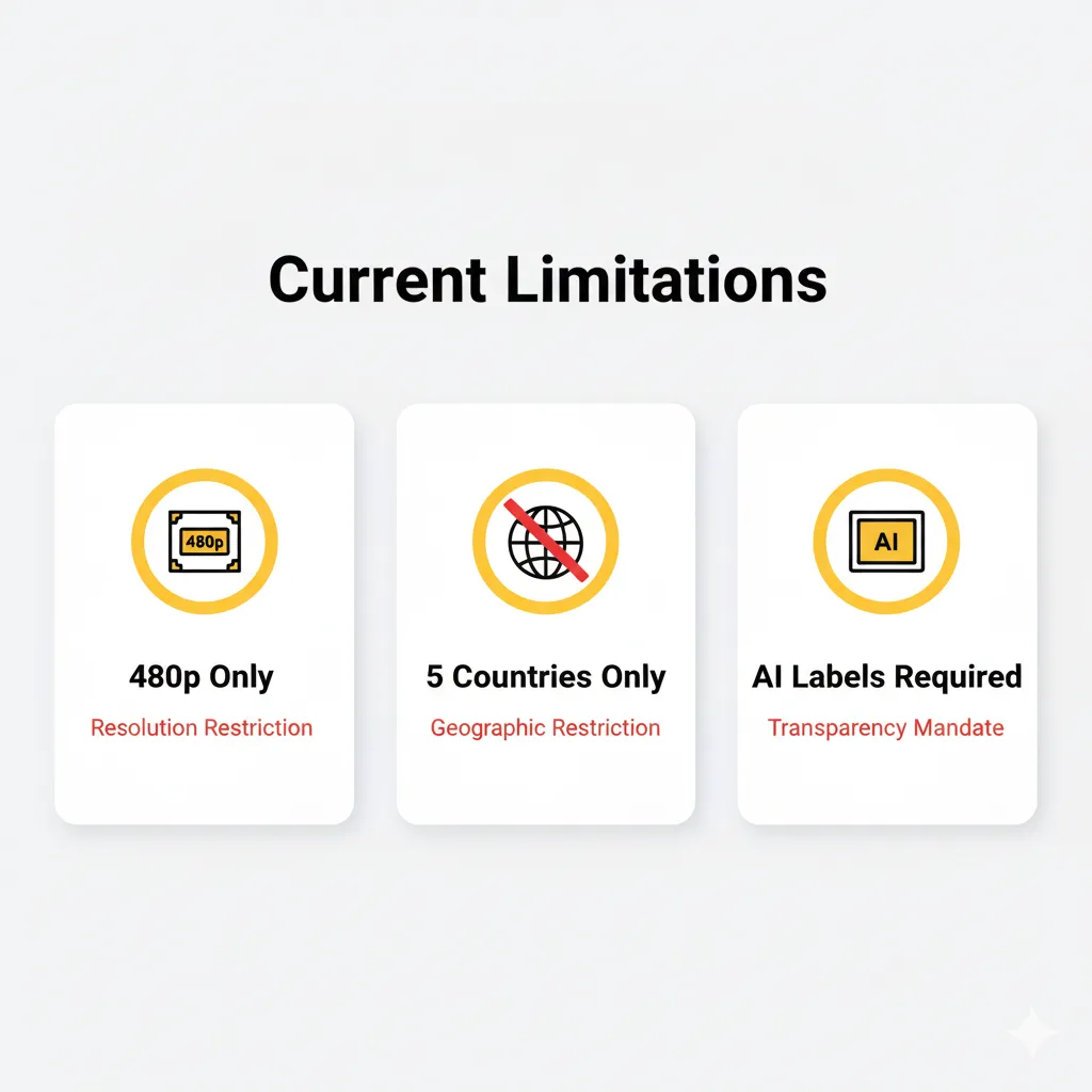 YouTube AI tools limitations including resolution and regional restrictions
