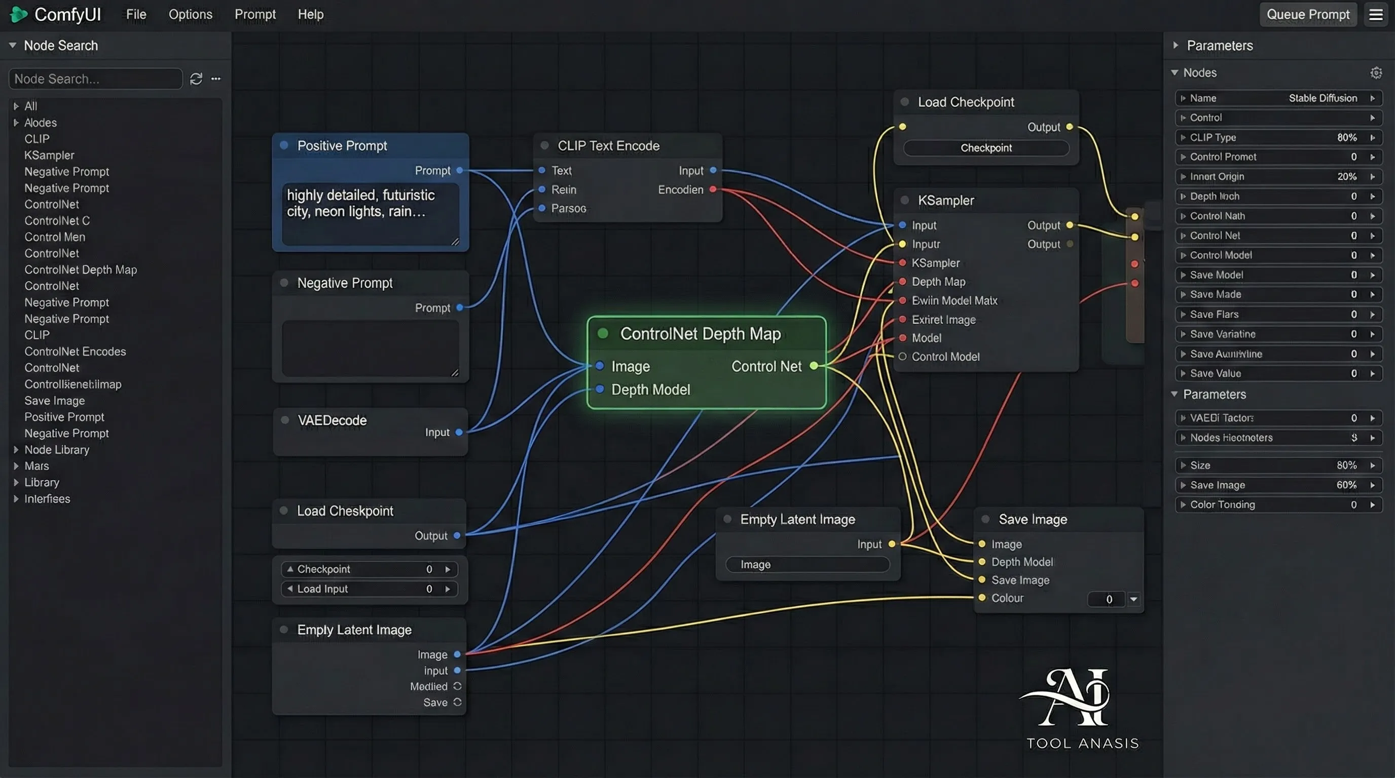 Stable Diffusion interface (ComfyUI) showing ControlNet workflow for precise image editing and composition