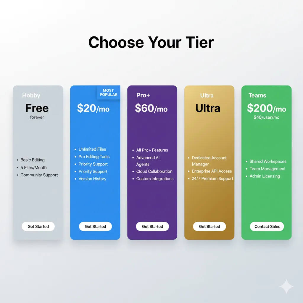 Cursor pricing tiers breakdown from Free to Ultra