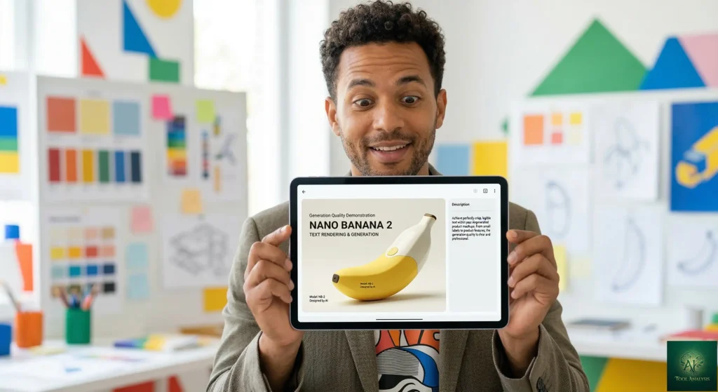 Nano Banana 2 review showing text rendering and web-grounded generation examples